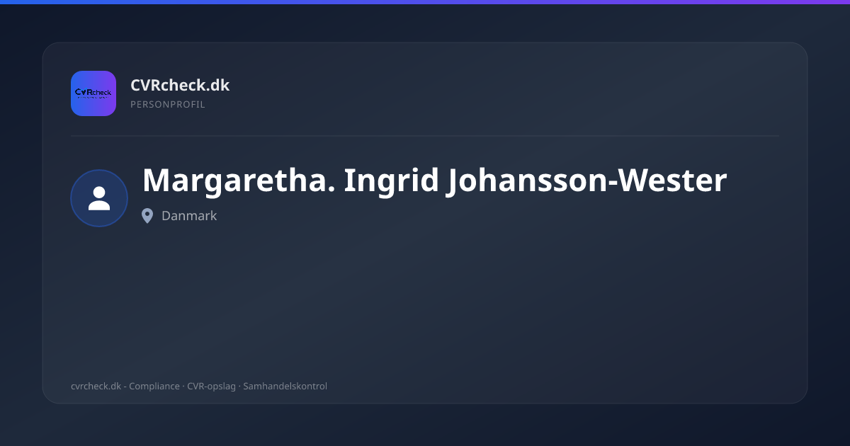 Visitkort: Margaretha. Ingrid Johansson-Wester, person-info