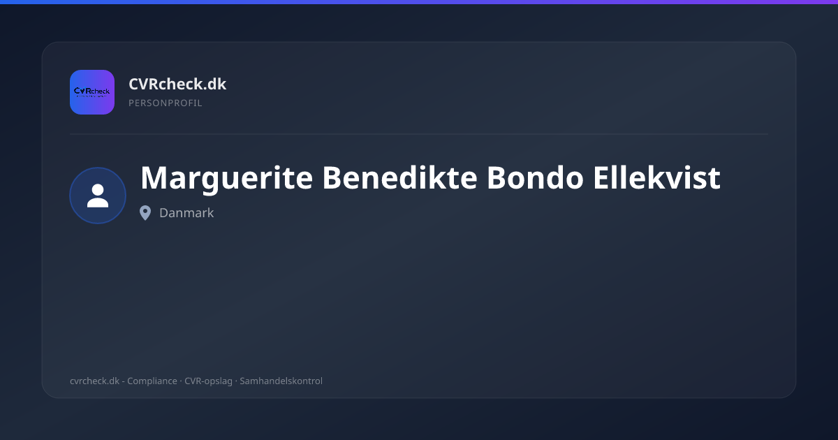 Visitkort: Marguerite Benedikte Bondo Ellekvist, person-info