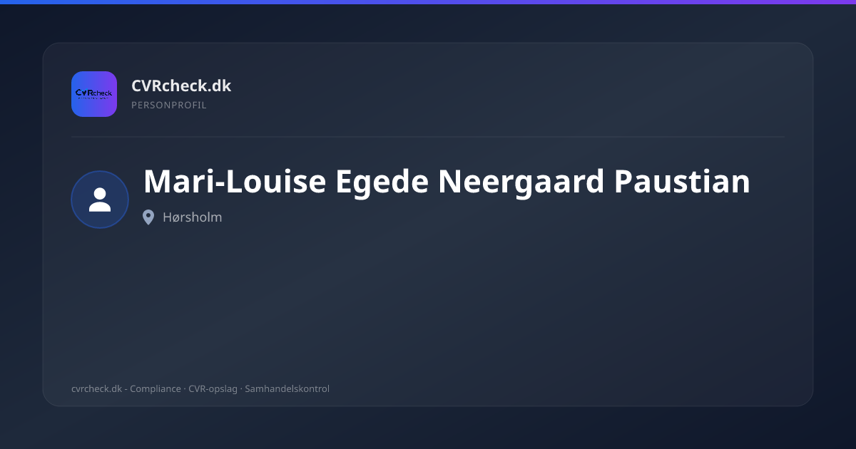 Visitkort: Mari-Louise Egede Neergaard Paustian, Hørsholm, person-info