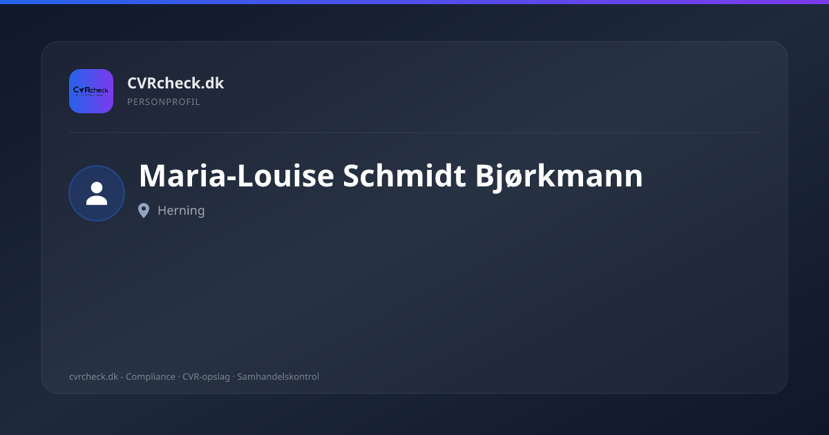 Visitkort: Maria-Louise Schmidt Bjørkmann, Herning, person-info