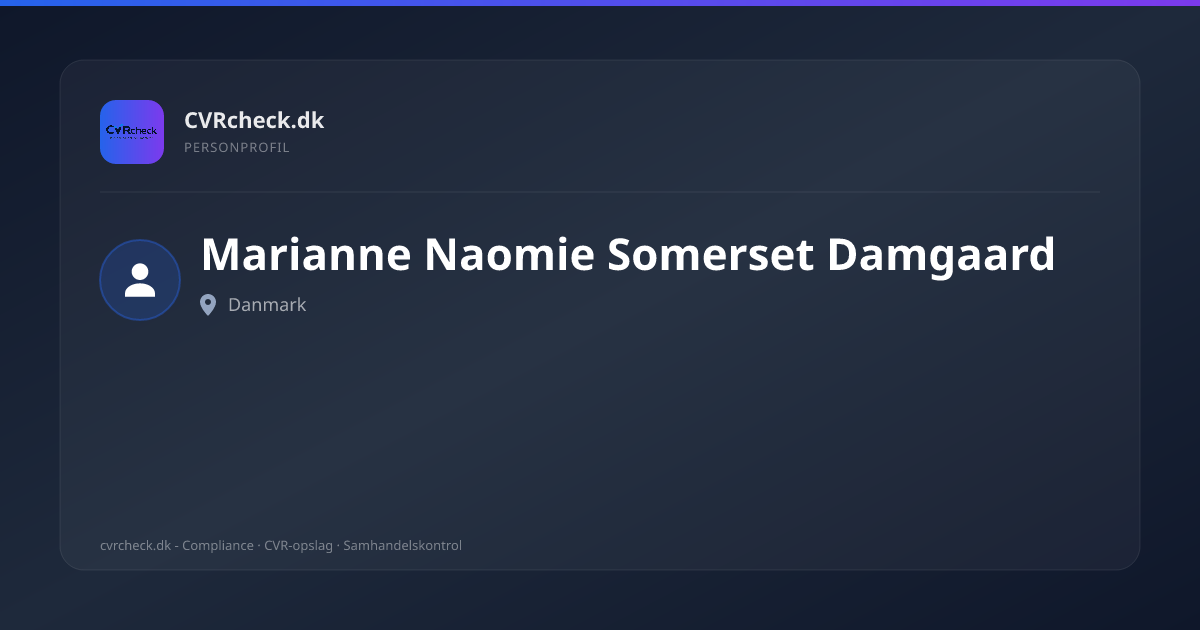 Visitkort: Marianne Naomie Somerset Damgaard, person-info