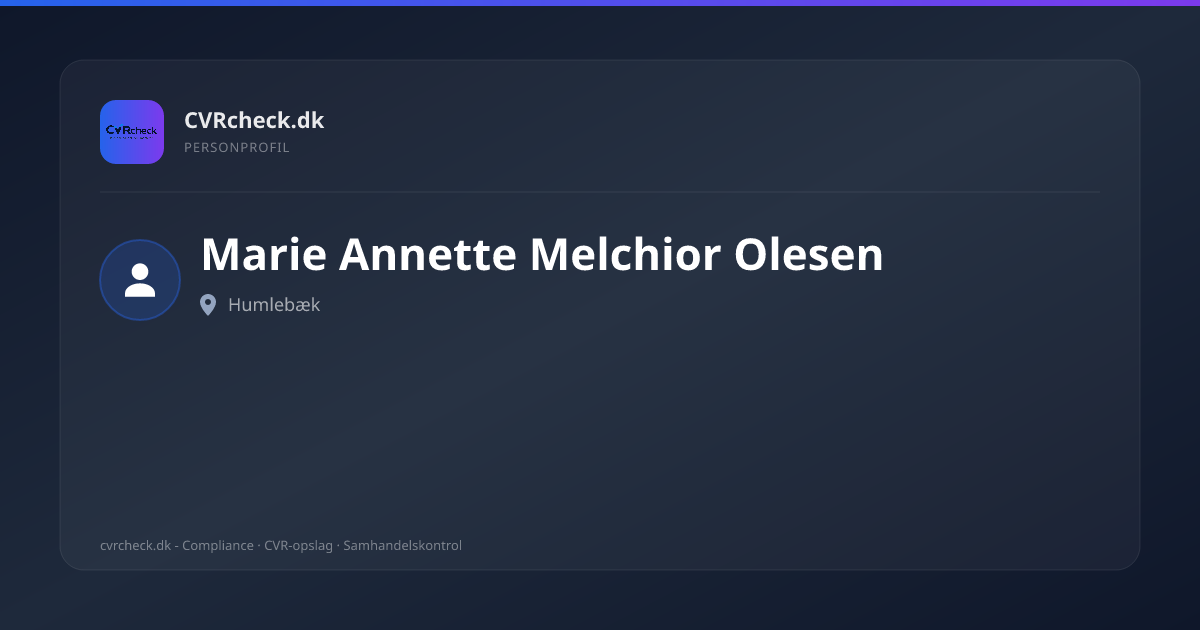 Visitkort: Marie Annette Melchior Olesen, Humlebæk, person-info