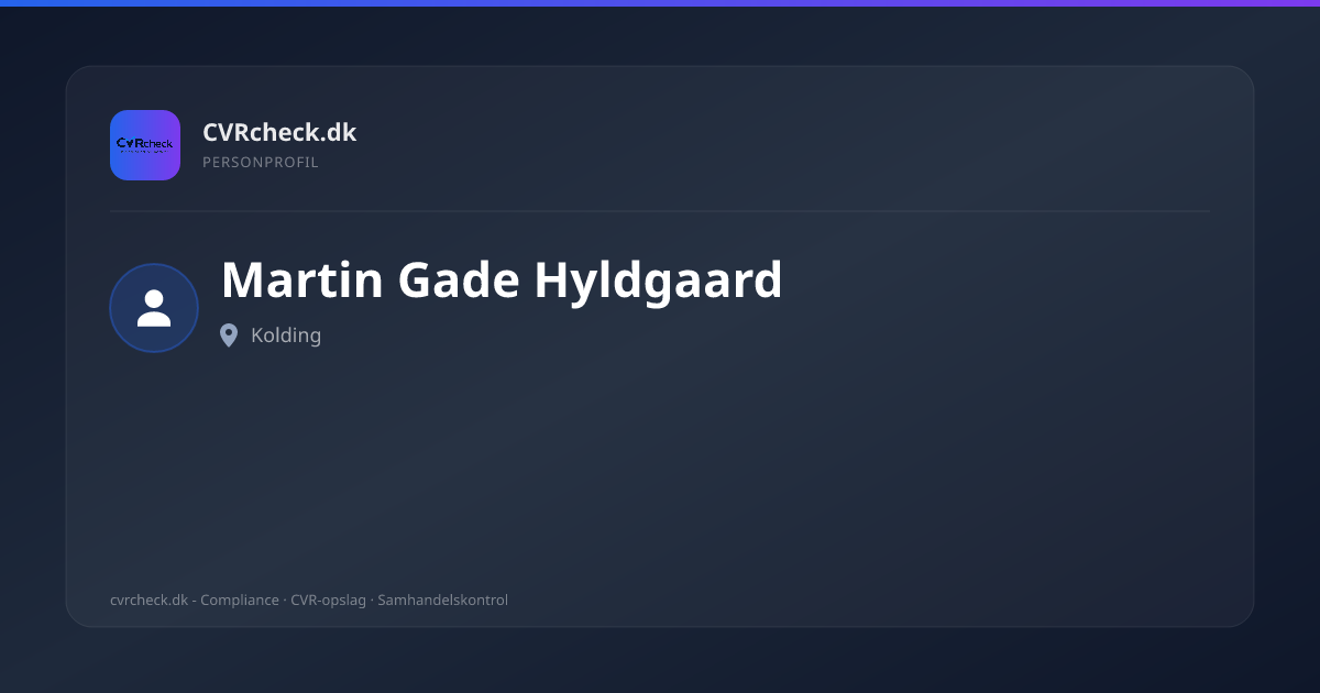 Visitkort: Martin Gade Hyldgaard, Kolding, person-info