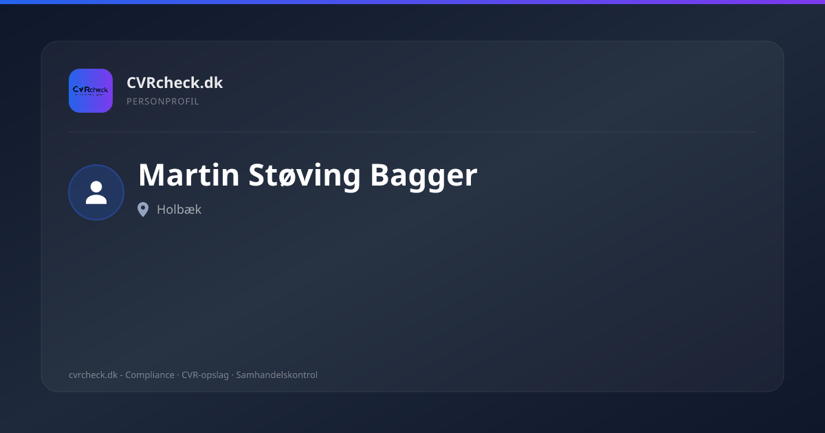 Visitkort: Martin Støving Bagger, Holbæk, person-info