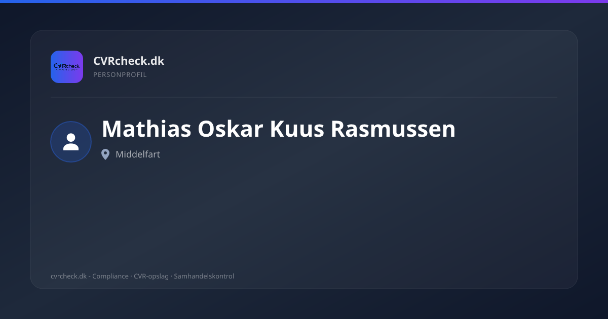 Visitkort: Mathias Oskar Kuus Rasmussen, Middelfart, person-info