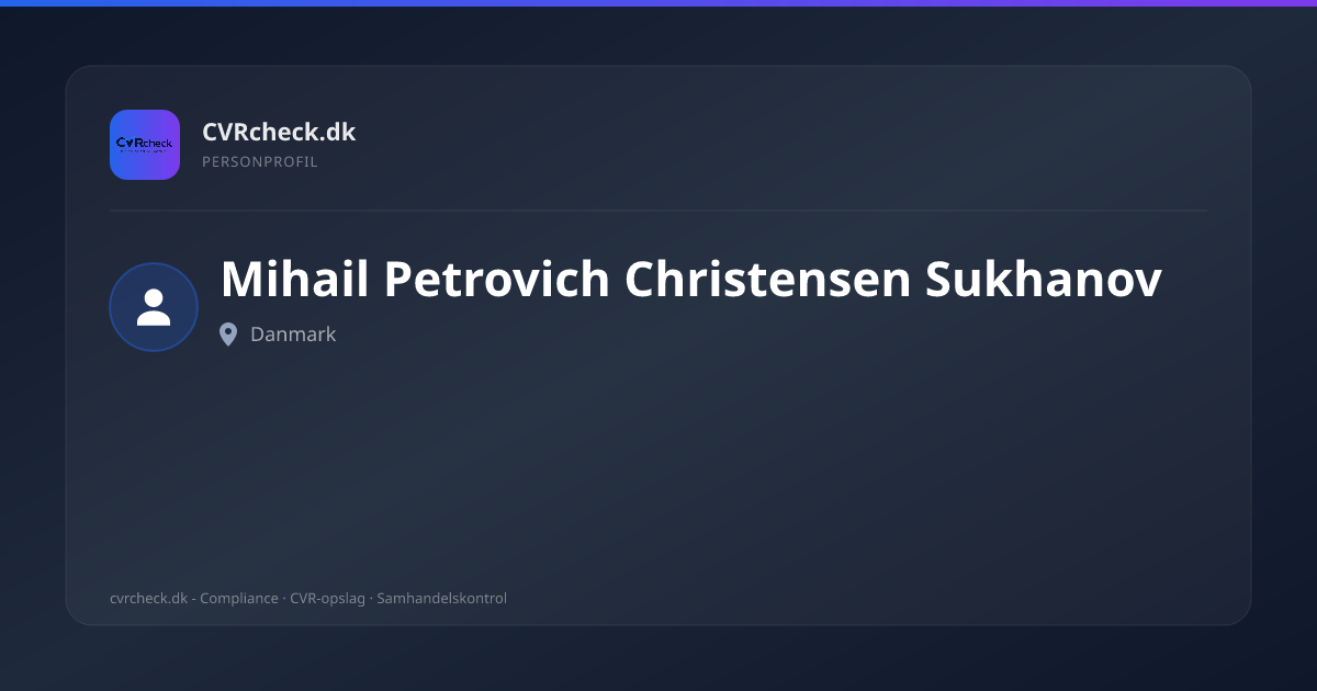 Visitkort: Mihail Petrovich Christensen Sukhanov, person-info