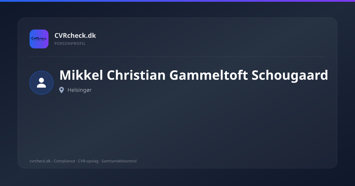 Visitkort: Mikkel Christian Gammeltoft Schougaard, Helsingør, person-info