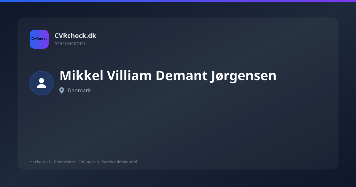 Visitkort: Mikkel Villiam Demant Jørgensen, person-info