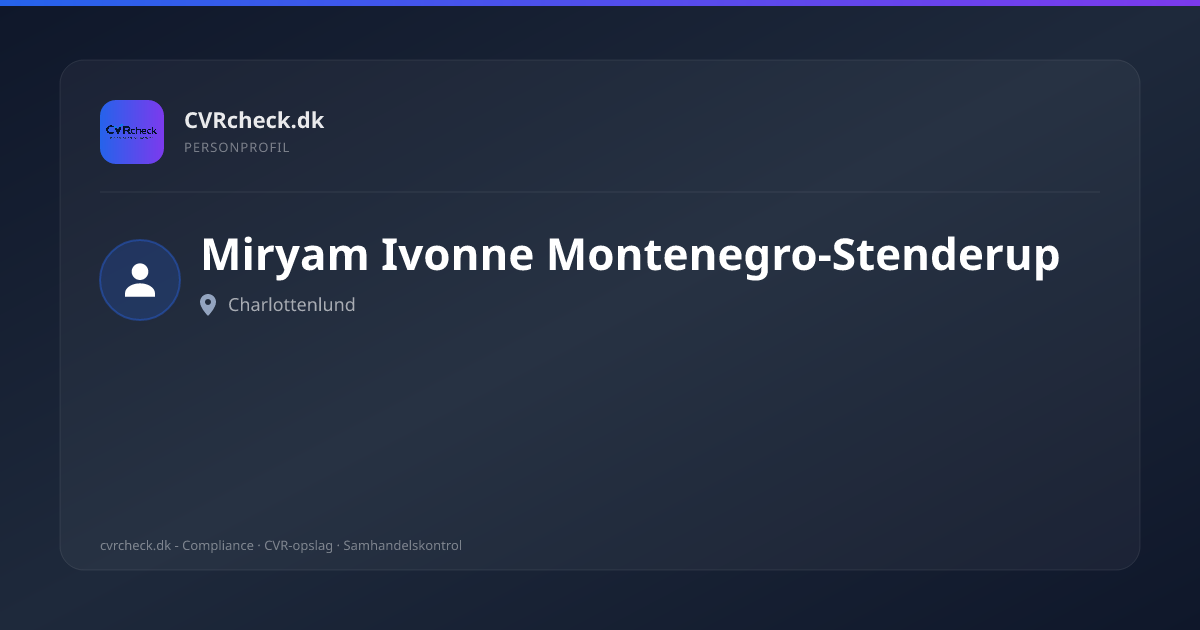 Visitkort: Miryam Ivonne Montenegro-Stenderup, Charlottenlund, person-info