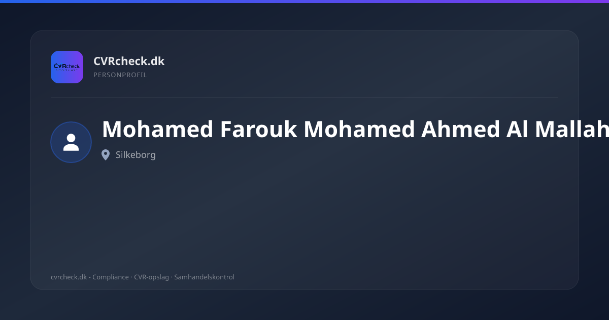 Visitkort: Mohamed Farouk Mohamed Ahmed Al Mallah, Silkeborg, person-info