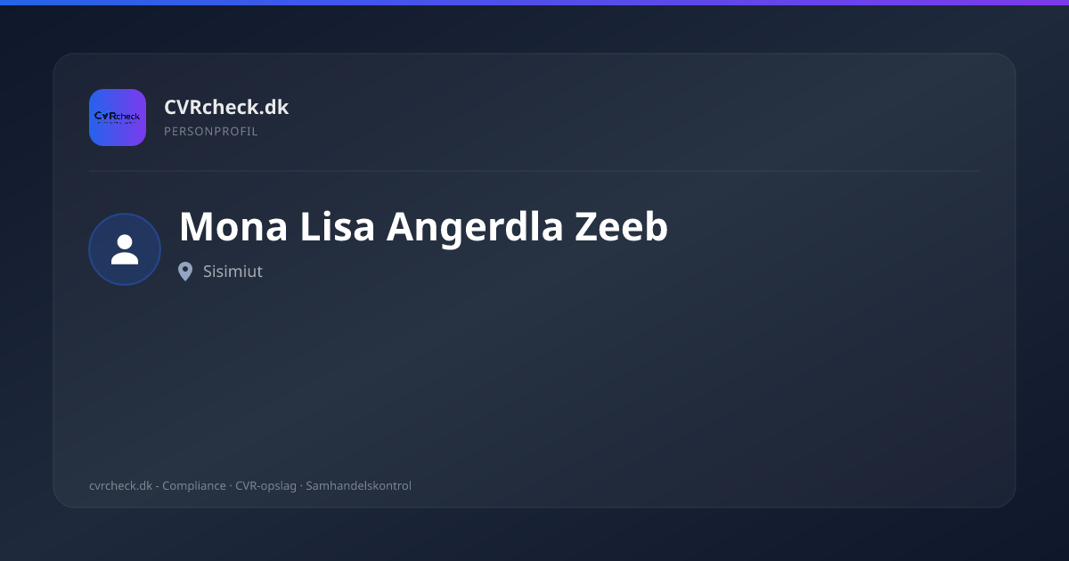 Visitkort: Mona Lisa Angerdla Zeeb, Sisimiut, person-info