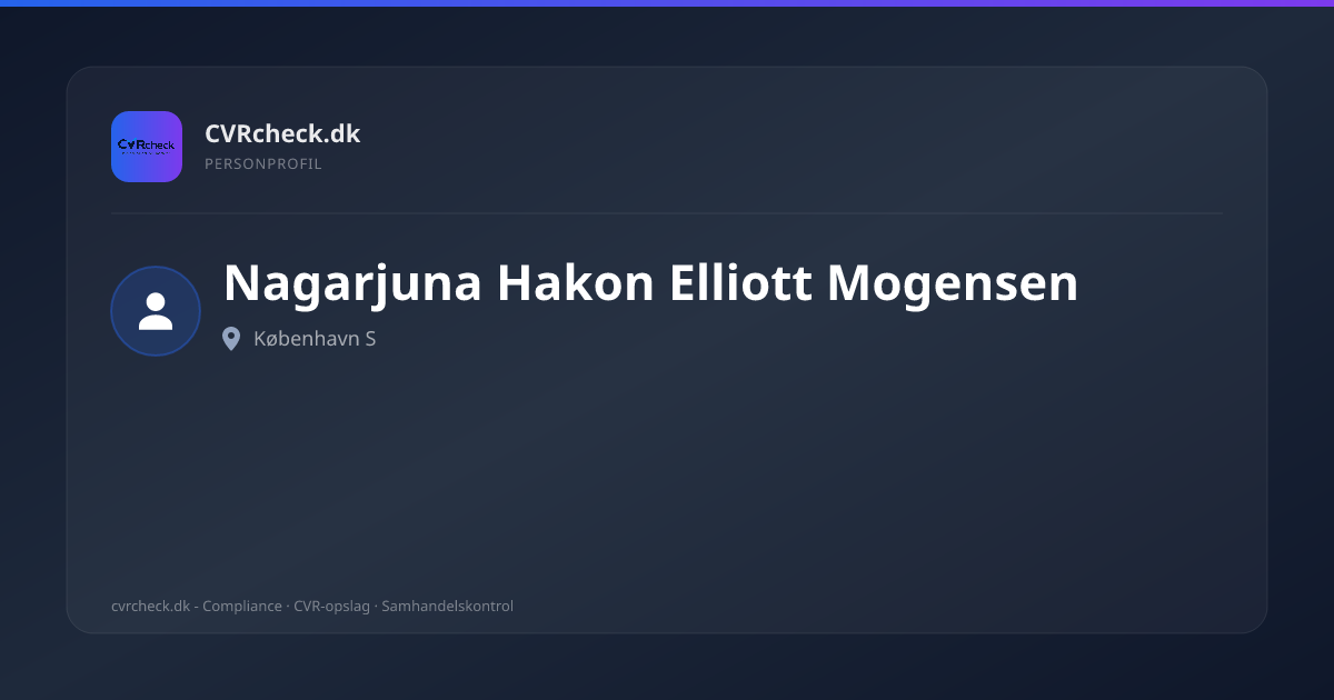 Visitkort: Nagarjuna Hakon Elliott Mogensen, København S, person-info