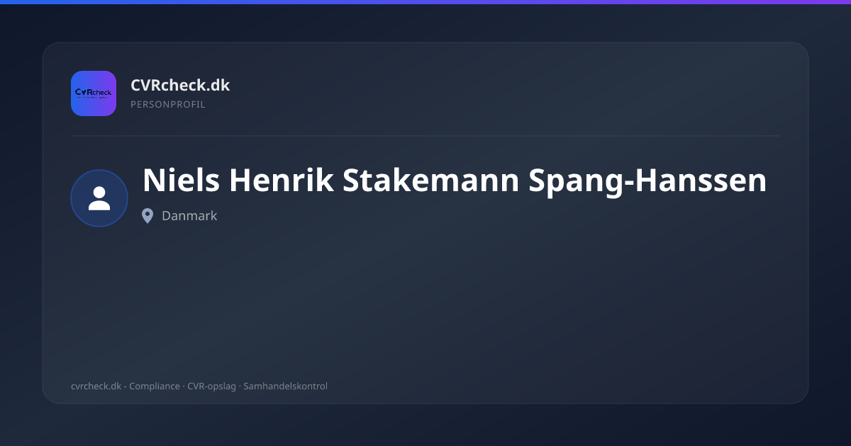 Visitkort: Niels Henrik Stakemann Spang-Hanssen, person-info
