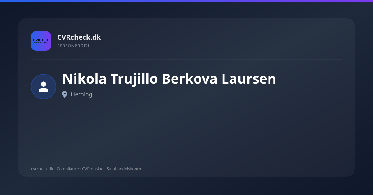 Visitkort: Nikola Trujillo Berkova Laursen, Herning, person-info
