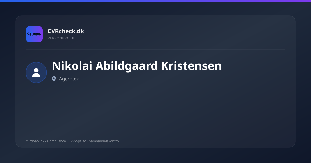 Visitkort: Nikolai Abildgaard Kristensen, Agerbæk, person-info