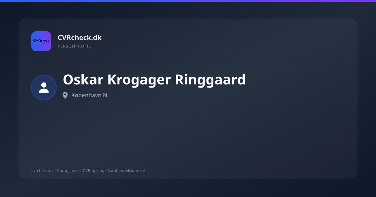 Visitkort: Oskar Krogager Ringgaard, København N, person-info