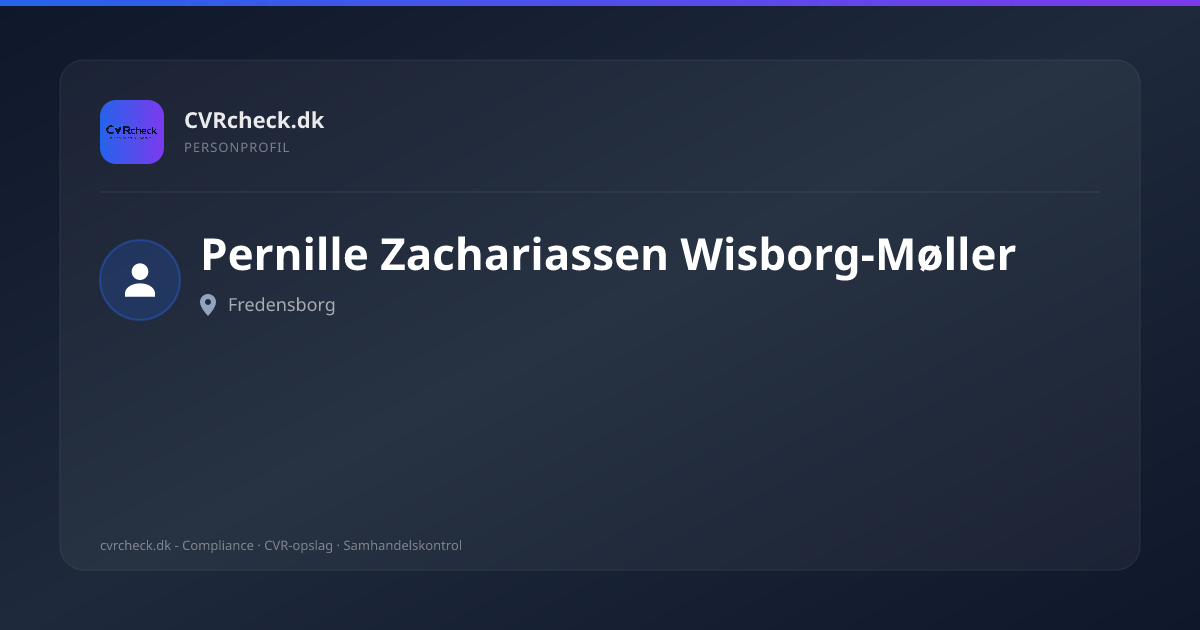 Visitkort: Pernille Zachariassen Wisborg-Møller, Fredensborg, person-info