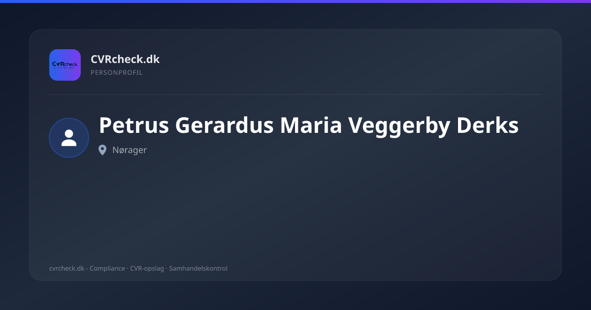 Visitkort: Petrus Gerardus Maria Veggerby Derks, Nørager, person-info