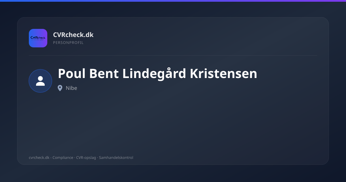 Visitkort: Poul Bent Lindegård Kristensen, Nibe, person-info
