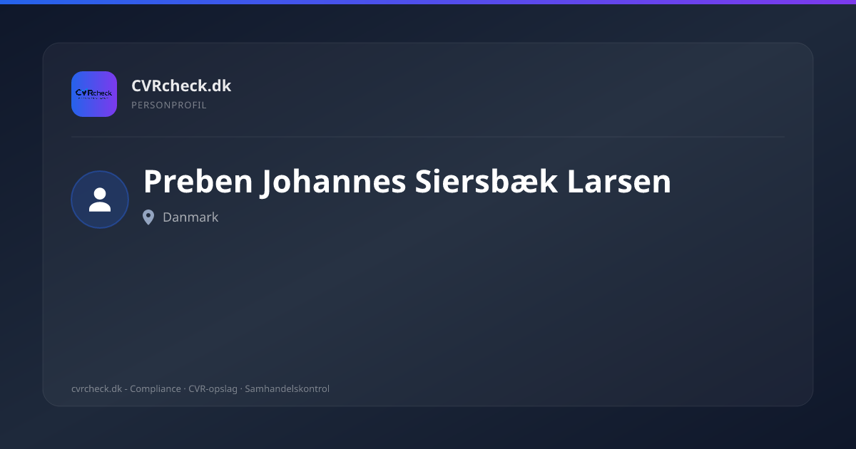 Visitkort: Preben Johannes Siersbæk Larsen, person-info