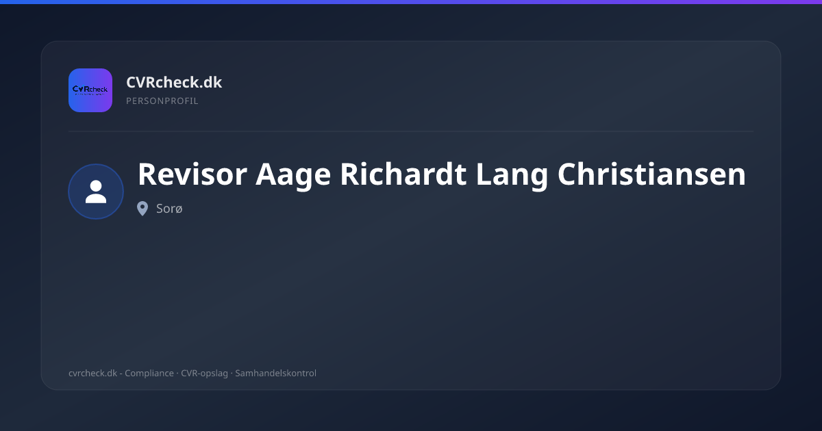 Visitkort: Revisor Aage  Richardt Lang Christiansen, Sorø, person-info