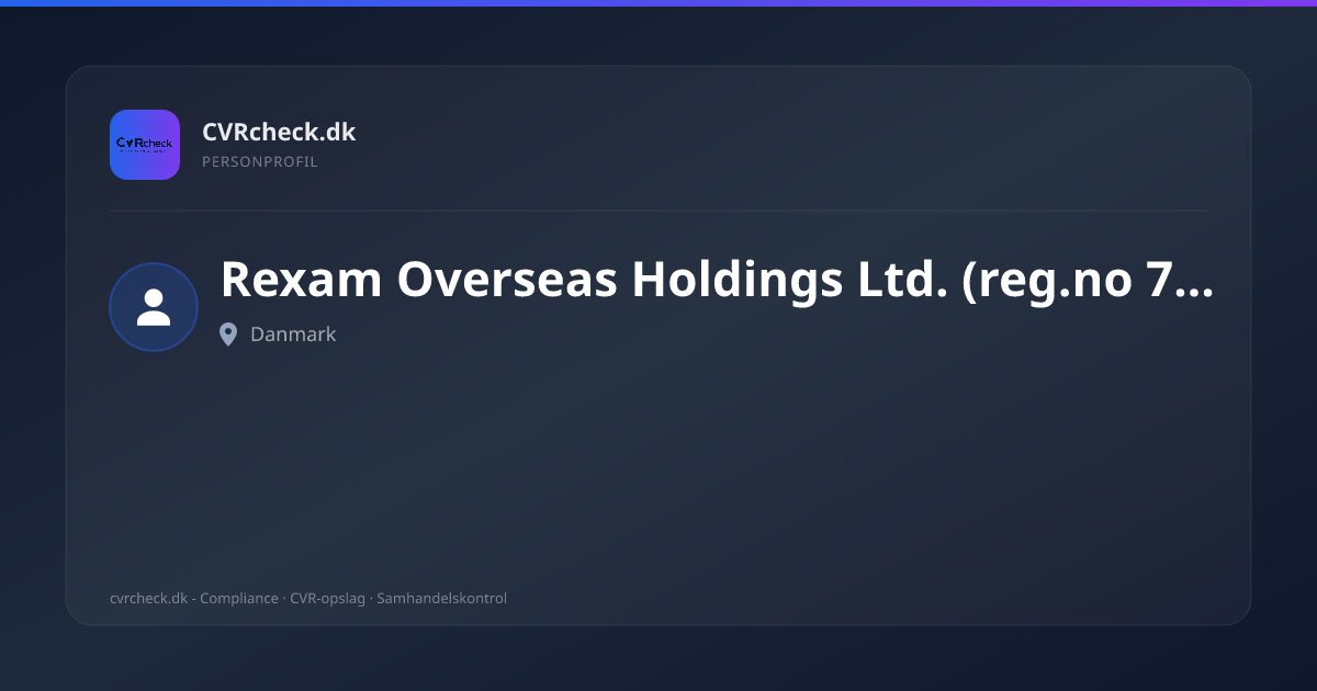 Visitkort: Rexam Overseas Holdings Ltd. (reg.no 70682), person-info