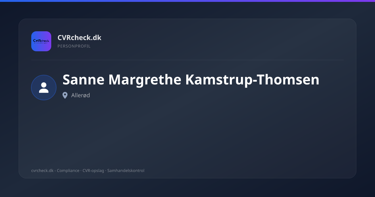 Visitkort: Sanne Margrethe Kamstrup-Thomsen, Allerød, person-info