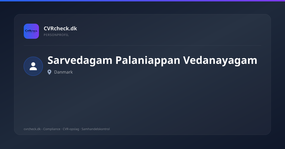 Visitkort: Sarvedagam Palaniappan Vedanayagam, person-info