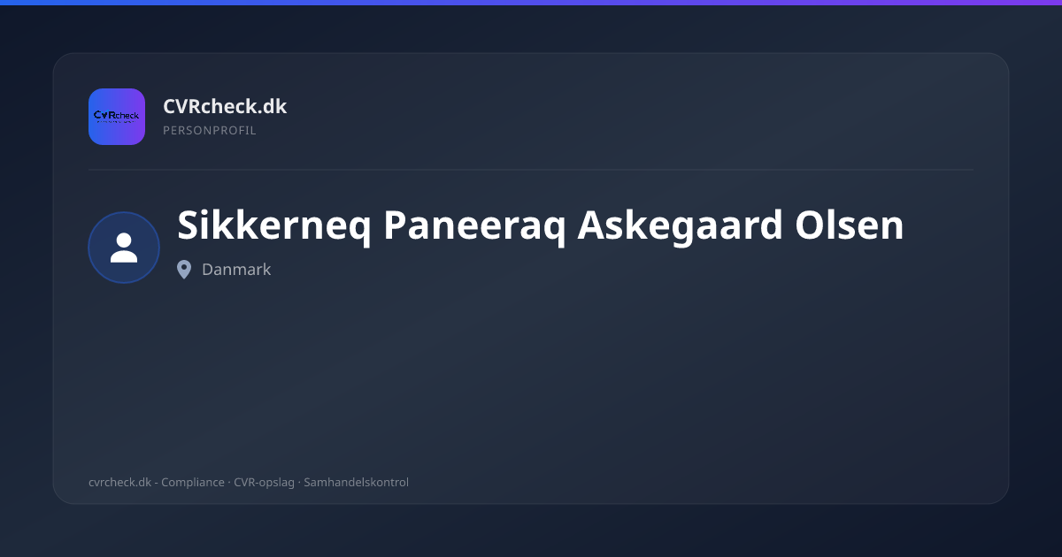 Visitkort: Sikkerneq Paneeraq Askegaard Olsen, person-info
