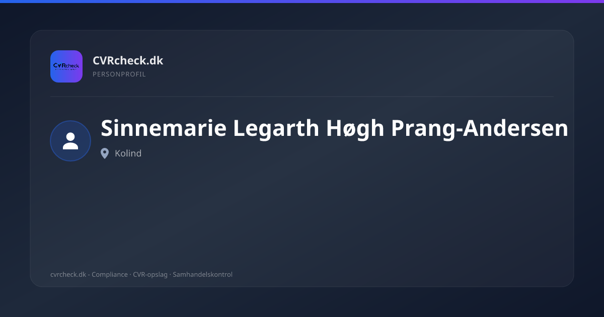 Visitkort: Sinnemarie Legarth Høgh Prang-Andersen, Kolind, person-info