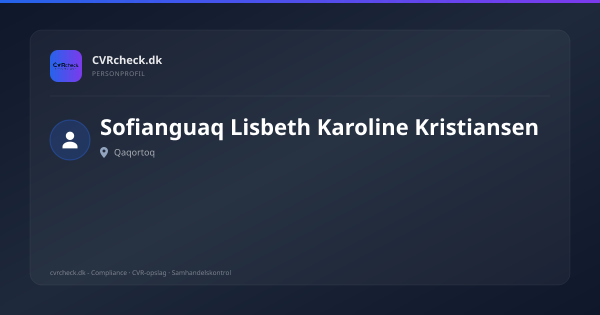 Visitkort: Sofianguaq Lisbeth Karoline Kristiansen, Qaqortoq, person-info