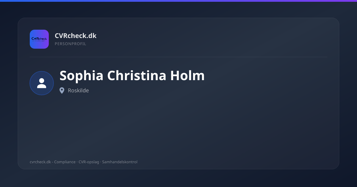 Visitkort: Sophia Christina Holm, Roskilde, person-info