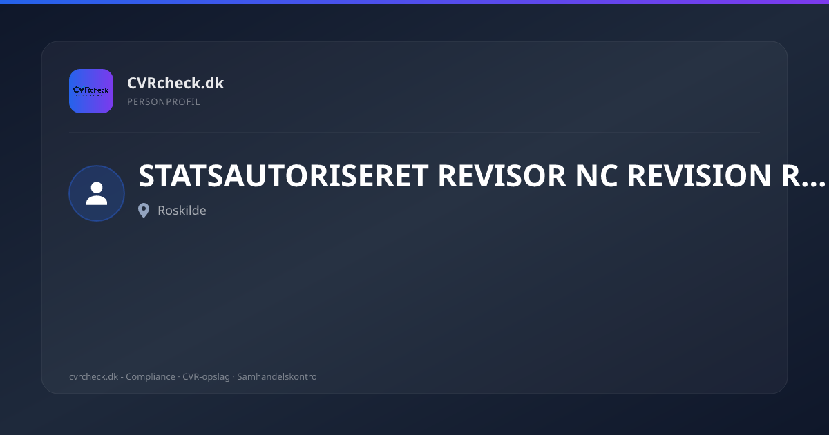 Visitkort: STATSAUTORISERET REVISOR NC REVISION REVISIONSAKTIESELSKAB, Roskilde, person-info