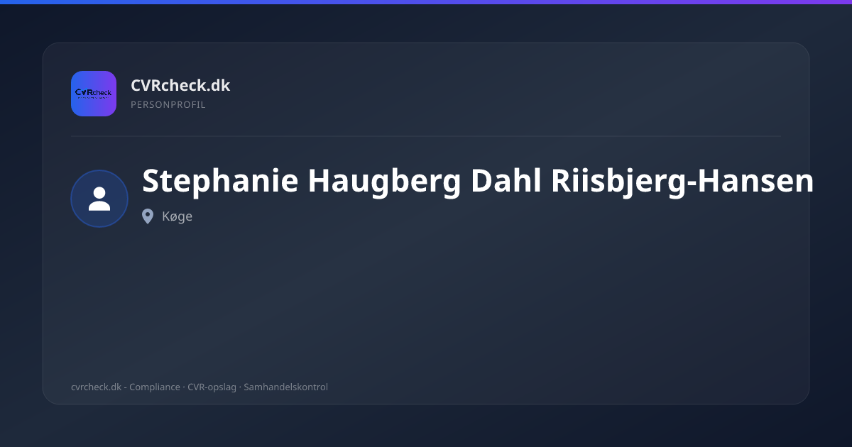 Visitkort: Stephanie Haugberg Dahl Riisbjerg-Hansen, Køge, person-info