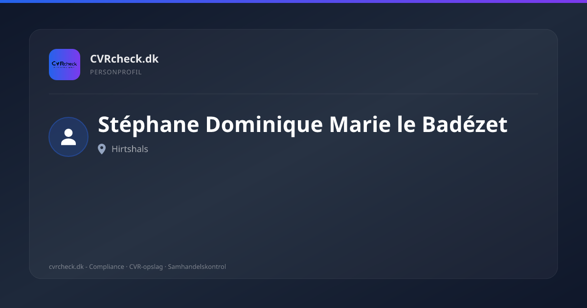 Visitkort: Stéphane Dominique Marie le Badézet, Hirtshals, person-info