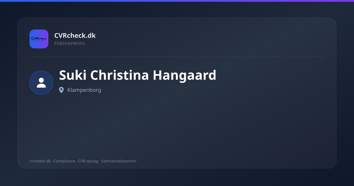 Visitkort: Suki Christina Hangaard, Klampenborg, person-info