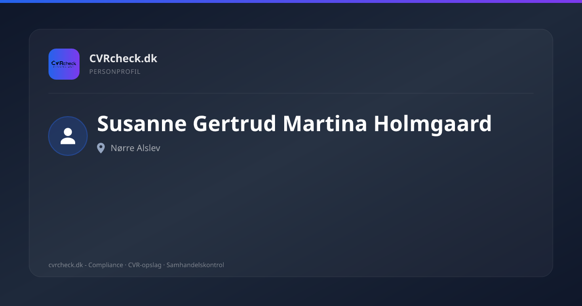 Visitkort: Susanne Gertrud Martina Holmgaard, Nørre Alslev, person-info