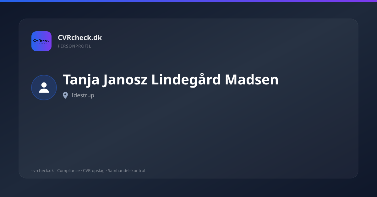 Visitkort: Tanja Janosz Lindegård Madsen, Idestrup, person-info