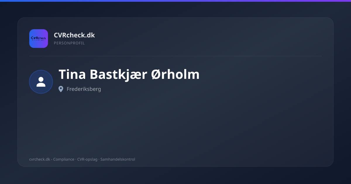 Visitkort: Tina Bastkjær Ørholm, Frederiksberg, person-info