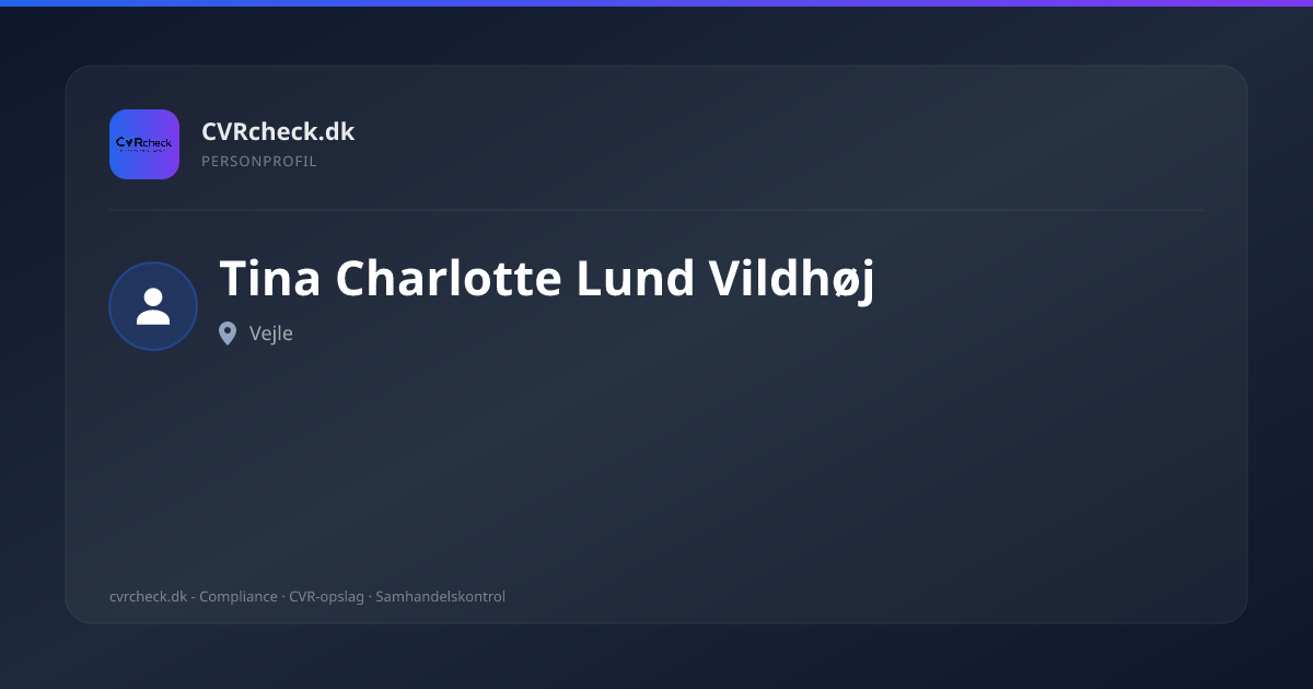 Visitkort: Tina Charlotte Lund Vildhøj, Vejle, person-info