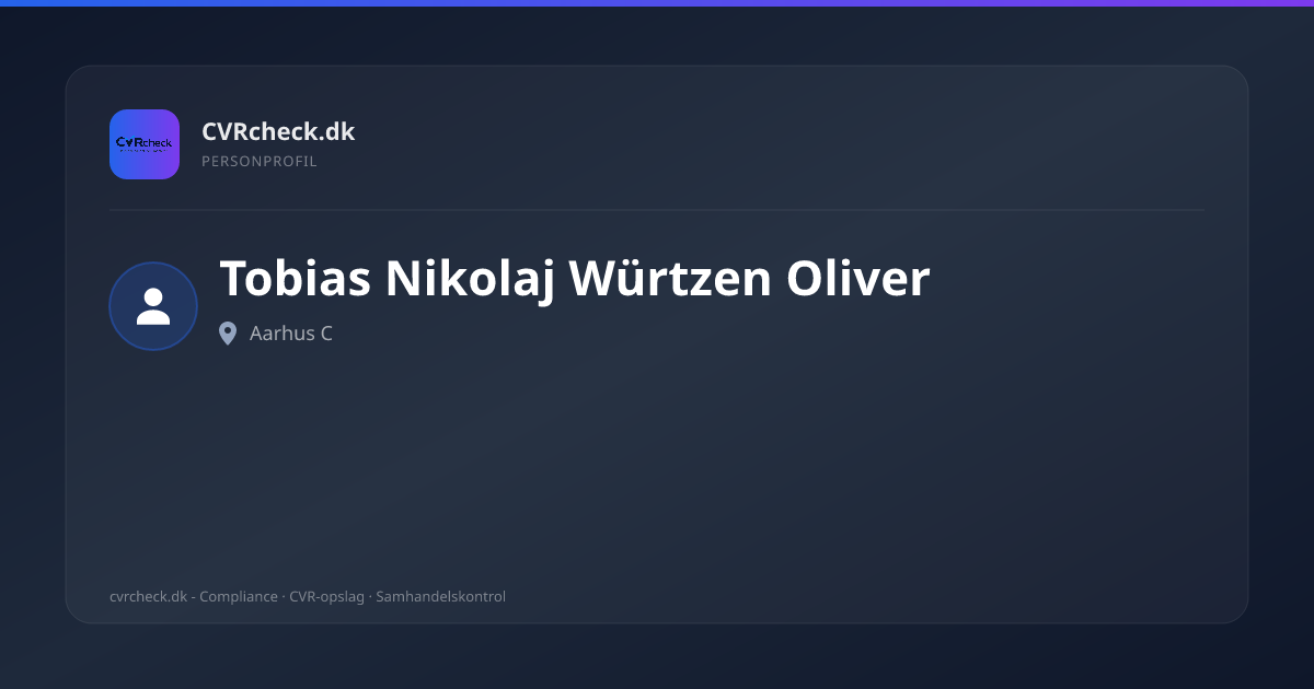 Visitkort: Tobias Nikolaj Würtzen Oliver, Aarhus C, person-info