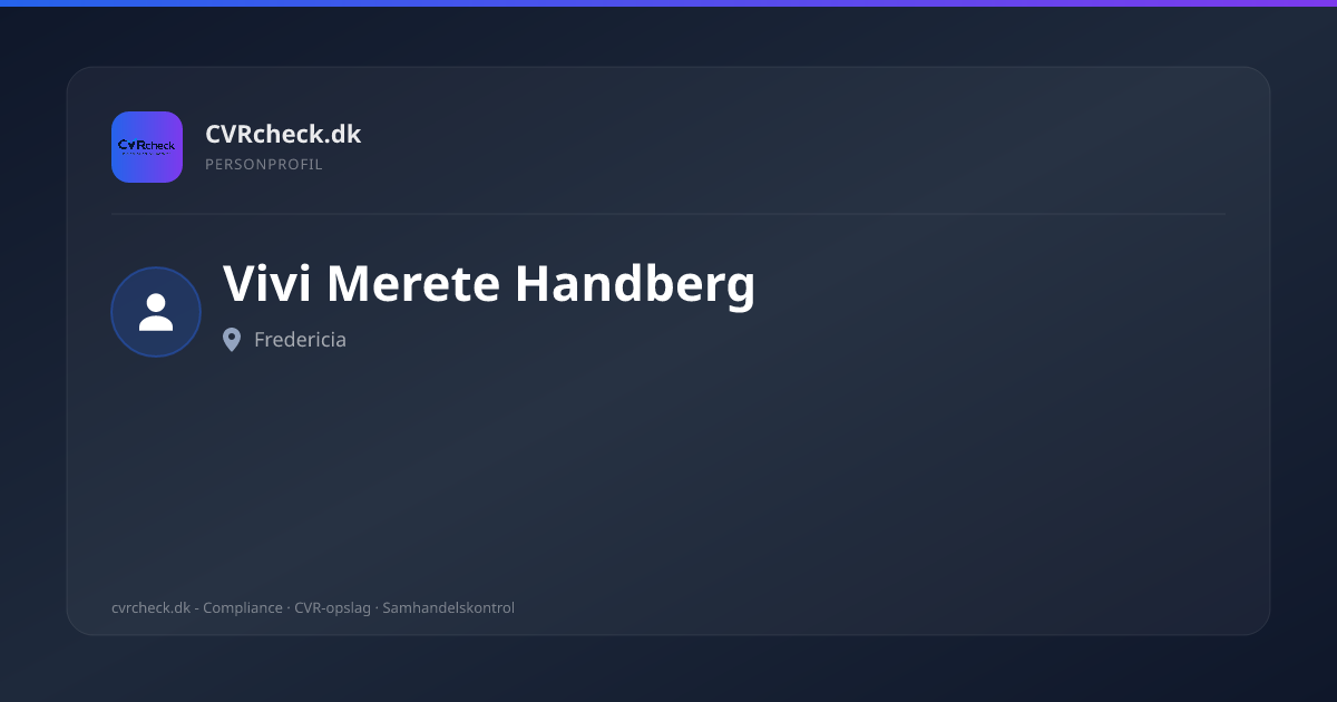 Visitkort: Vivi Merete Handberg, Fredericia, person-info