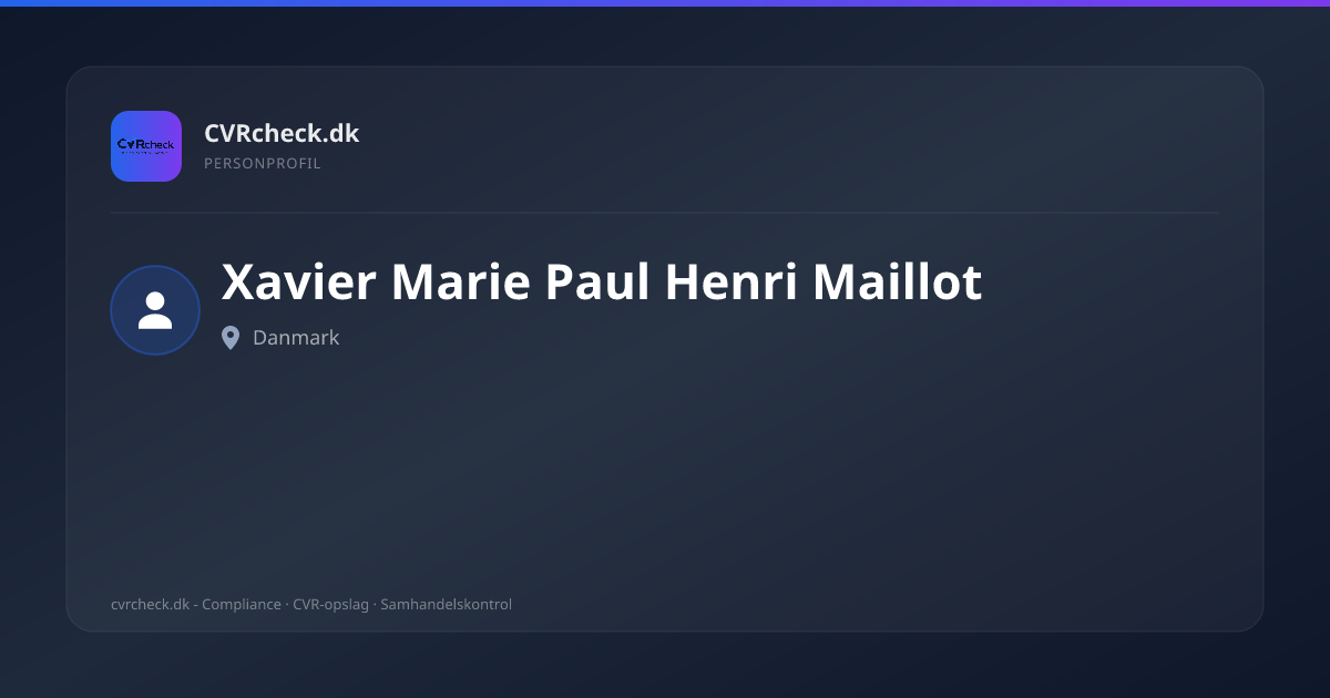 Visitkort: Xavier Marie Paul Henri Maillot, person-info